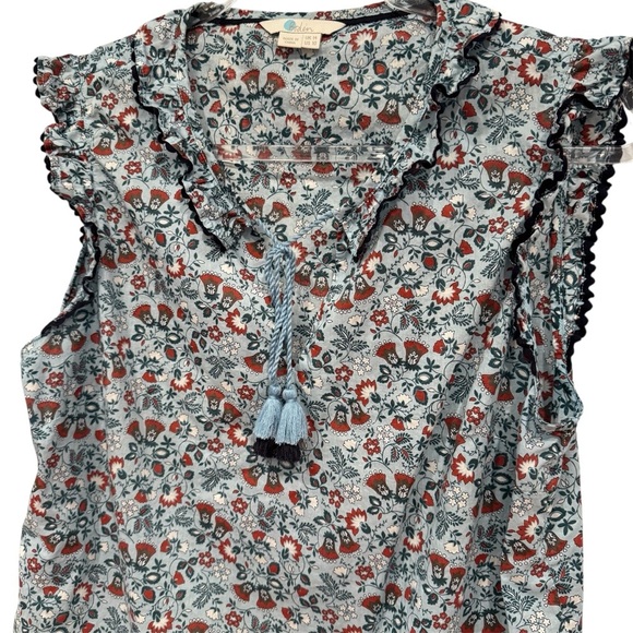 Boden Ruffle Sleeveless Cotton Top Size 10 - Picture 2 of 7